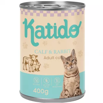 KATIDO Veršiena su triušiu – šlapias ėdalas katėms – 400g