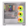 Kompiuterio korpusas KRUX Exo RGB White – ATX bokštas, plienas, 2x3.5 colio + 2x2.5 colio vietos, USB-C, RGB