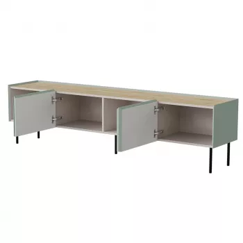 TV spintelė cama meble FELLINI 200x40x52 cm, alyvuogės rėmas su aliejumi apdorotu ąžuolo viršumi