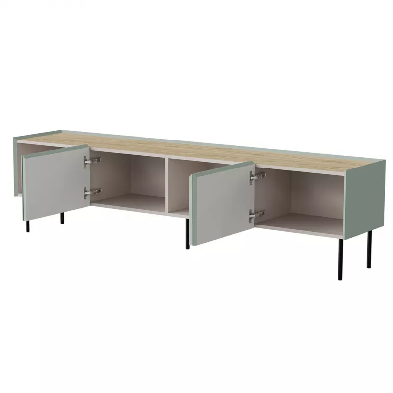 TV spintelė cama meble FELLINI 200x40x52 cm, alyvuogės rėmas su aliejumi apdorotu ąžuolo viršumi