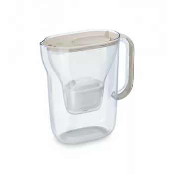 BRITA Style Essential vandens filtro ąsotis, 2,4 L talpa (1,4 L filtruoto), MAXTRA, atverčiamas dangtelis, smėlio spalvos