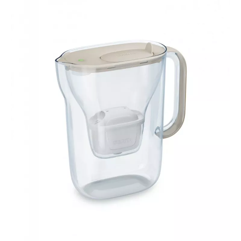 BRITA Style Essential vandens filtro ąsotis, 2,4 L talpa (1,4 L filtruoto), MAXTRA, atverčiamas dangtelis, smėlio spalvos