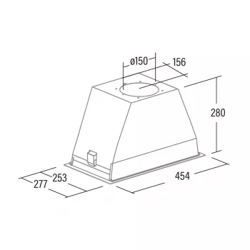 CATA GT-PLUS 45 WH/M įmontuojamas lubinis gartraukis, 492×277 mm, 645 m³/h, aliumininis filtras, nerūdijantis plienas