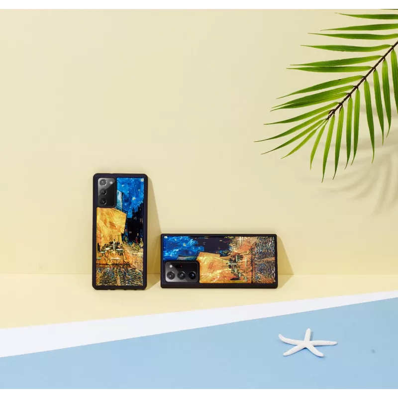 Telefono dėklas iKins Samsung Galaxy Note 20 Ultra — juodas kavinės terasos dizainas