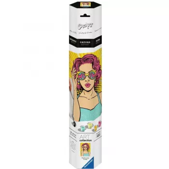 Ravensburger piešimo rinkinys CreArt ART Collection Canvas Edition – Moteris rožine spalva (PopArt)