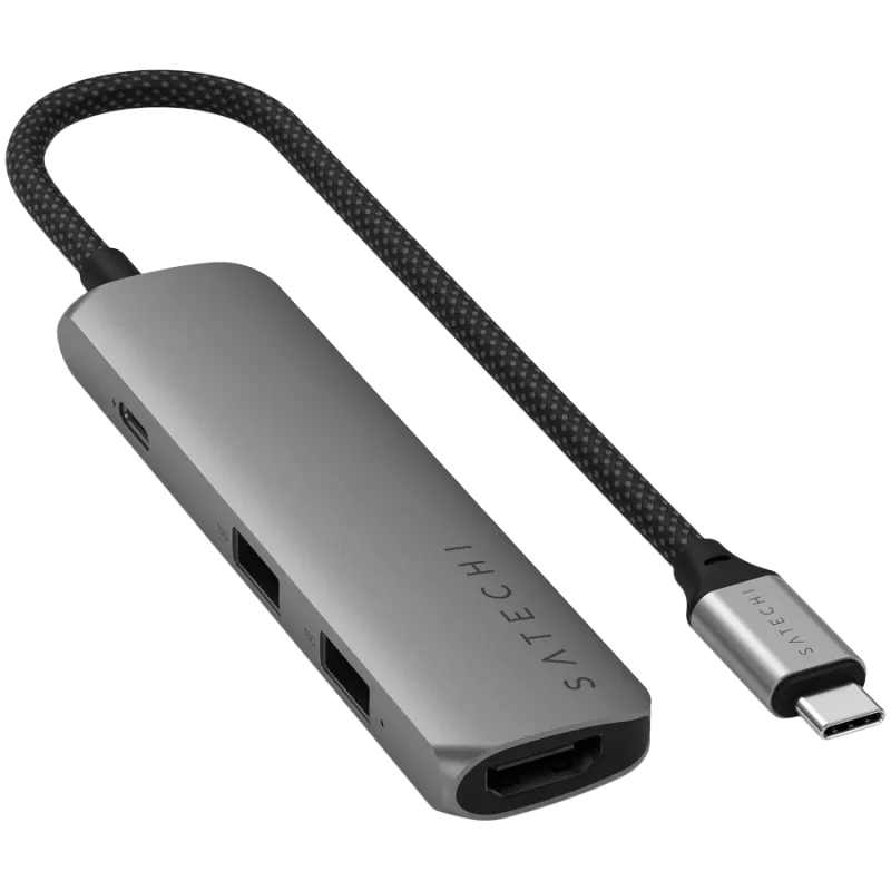 Satechi ST-P4SM USB-C 4-in-1 adapteris pilkas