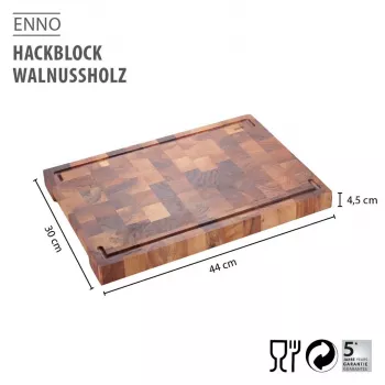 GEFU ENNO 13948 stačiakampė pjaustymo kaladė iš riešutmedžio medienos