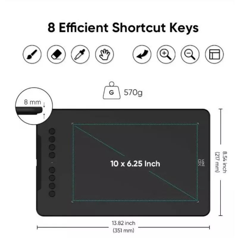 Grafikos planšetė XP-Pen DECO 01 V3 – 5080 lpi, 254 x 158,75 mm, juoda, USB (laidinis ir belaidis)