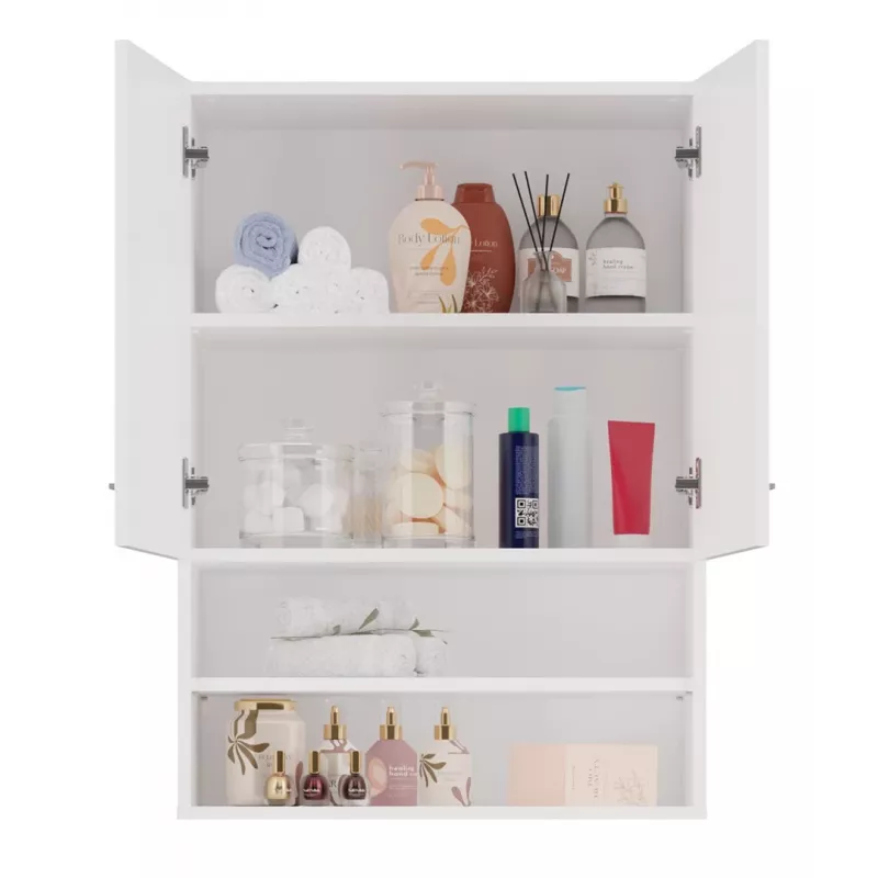Topeshop POLA MINI DK balta blizgi vonios spintelė su stalčiumi Balta