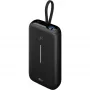 Powerbank 20.000 mAh su integruotu USB-C laidu 13 cm, 30 W (juoda, 20 Ah, 1x USB-A, 2x USB-C, PD, QC)
