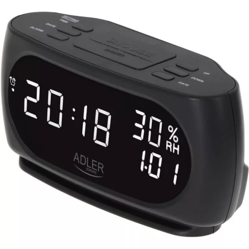 Adler AD 1186 skaitmeninis žadintuvas su LED ekranu, juodas