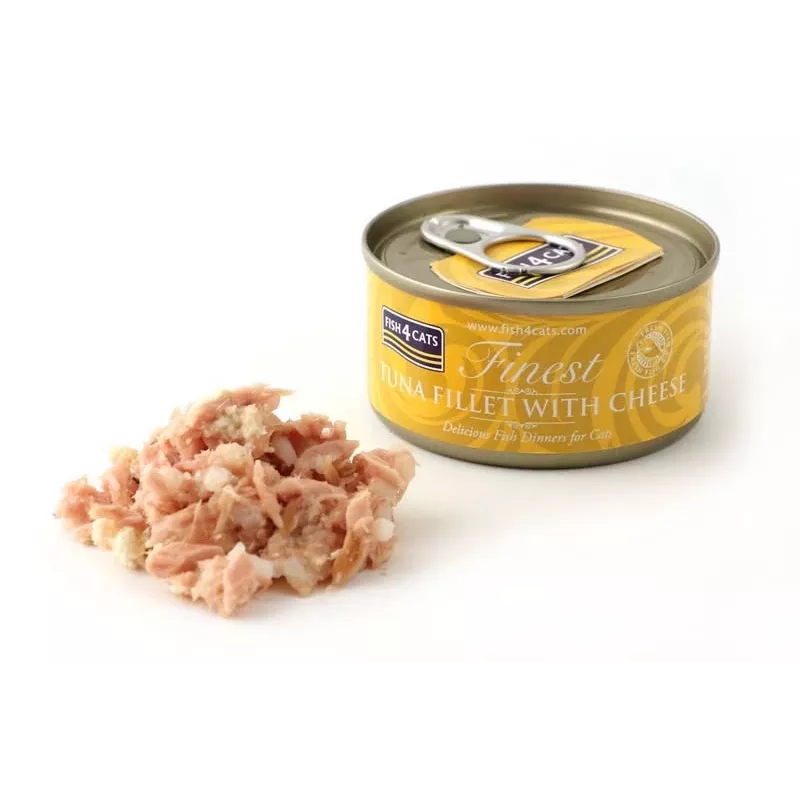 Šlapias kačių ėdalas FISH4DOGS Tun fillet su sūriu, maišelis 70 g