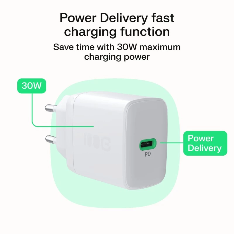 Green Cell PowerSource Solo30 30W Baltas – USB-C įkroviklis
