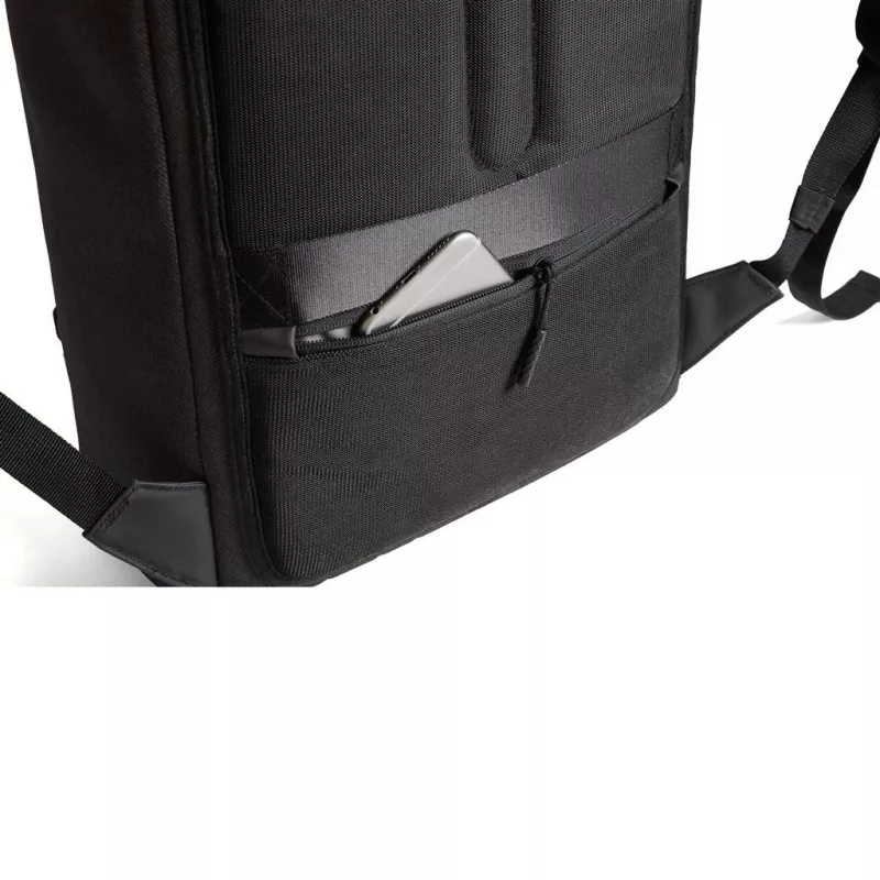 Kuprinė XDDESIGN Urban Lite Black — 21 L (išplečiama iki 27 L), 15,6 col. nešiojamojo kompiuterio skyrius, vandeniui atspari, su lagamino diržu
