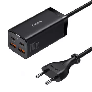 Baseus GaN3 100/65W stalinis įkroviklis su Quick Charge QC 3.0/4.0 USB-C, tinka iPhone 15, Huawei, Xiaomi, MacBook