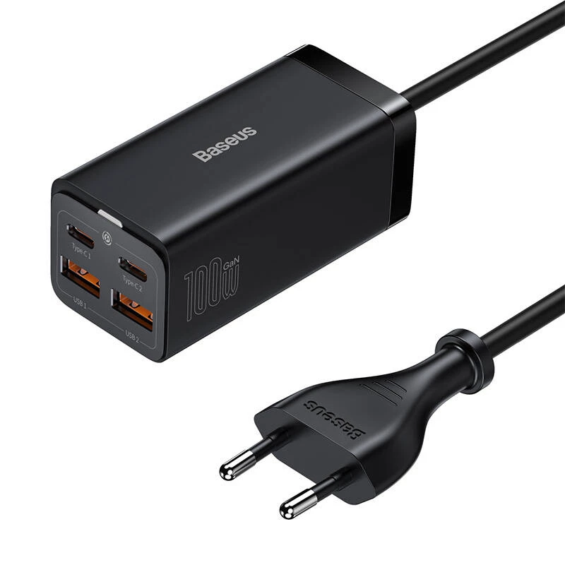 Baseus GaN3 100/65W stalinis įkroviklis su Quick Charge QC 3.0/4.0 USB-C, tinka iPhone 15, Huawei, Xiaomi, MacBook