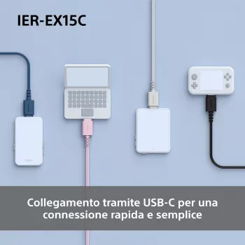 Sony IER-EX15C Ausinės su mikrofonu Laidinės Į ausis Skambučiai/Muzika USB Type-C Mėlyna