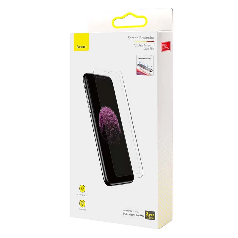 Grūdinto stiklo apsauginis stikliukas Baseus SGBL060302, skirtas iPhone XS Max / 11 Pro Max, 0,3 mm, 2 vnt.