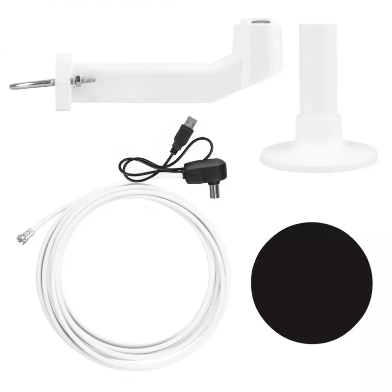 Omni-kryptinė aktyvi DVB-T/T2 HEVC antena MACLEAN MCTV-104 – lauko montavimui ant kemperio, 174–230 & 470–698 MHz, USB 5V