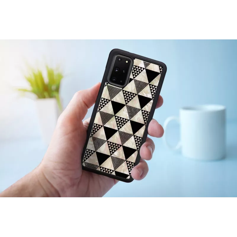 Apsauginis dėklas iKins Samsung Galaxy S20+ – juodas piramidės raštas