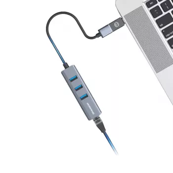GRAUGEAR USB Hub G-HUB31L-A — USB 3.2 Gen 1 Type-A jungtis, 3x USB 3.2 Gen 1 Type-A prievadai + RJ-45, 5000 Mbit/s