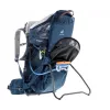 Kūdikio nešimo kuprinė DEUTER Kid Comfort Active – mėlyna, poliamidas, iki 22 kg, saulės stogelis, kojų atrama, VariQuick, Lite Air