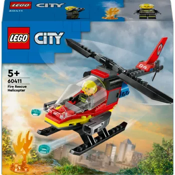 LEGO City Gaisrinis Sraigtasparnis 60411 konstruktorius, 85 dalių, besisukantys rotoriai, 1 minifigūrėlė, nuo 5 metų (220×90×60 mm)