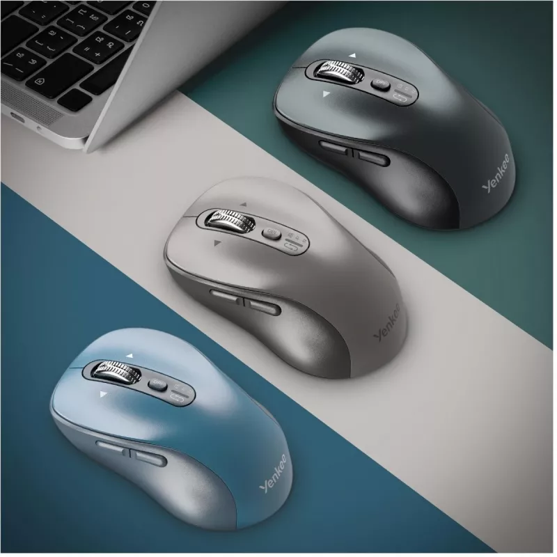 Belaidė pelė YENKEE YMS2010BE dviejų režimų ergonomiška, 2,4 GHz USB imtuvas + Bluetooth 5.1, 4 lygių DPI 1000–3200, 6 mygtukų