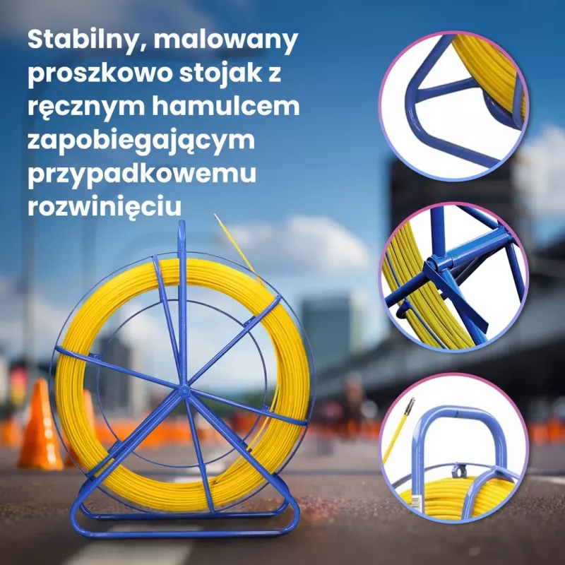 Kabelių traukimo strypas Extralink Pilot 6mm 200m stiklo pluoštas FRP geltonas