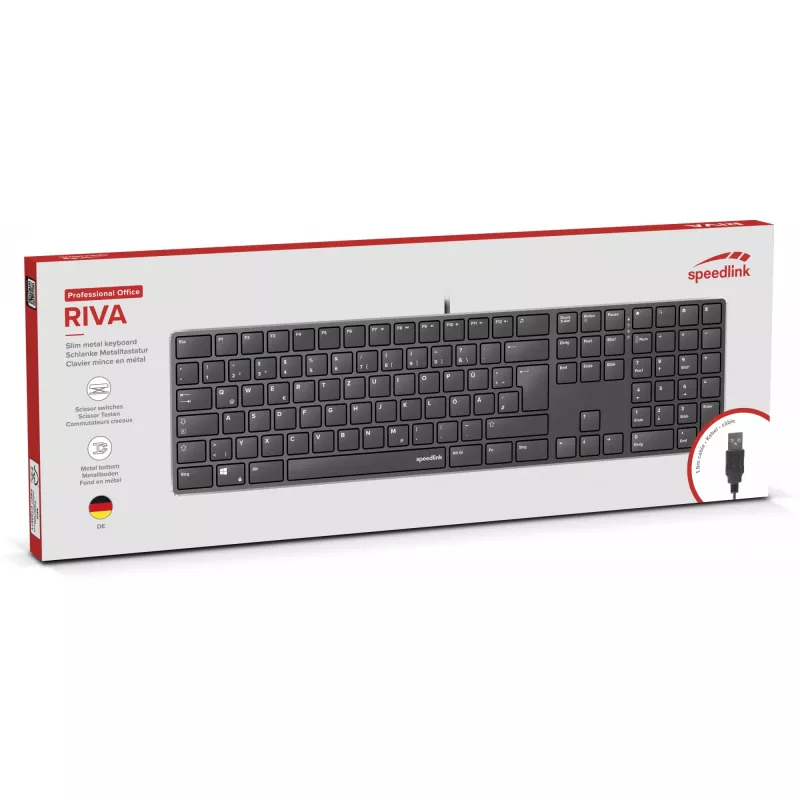 Klaviatūra SPEEDLINK SL-640010-BK USB, juoda, pilno dydžio, 110 klavišų