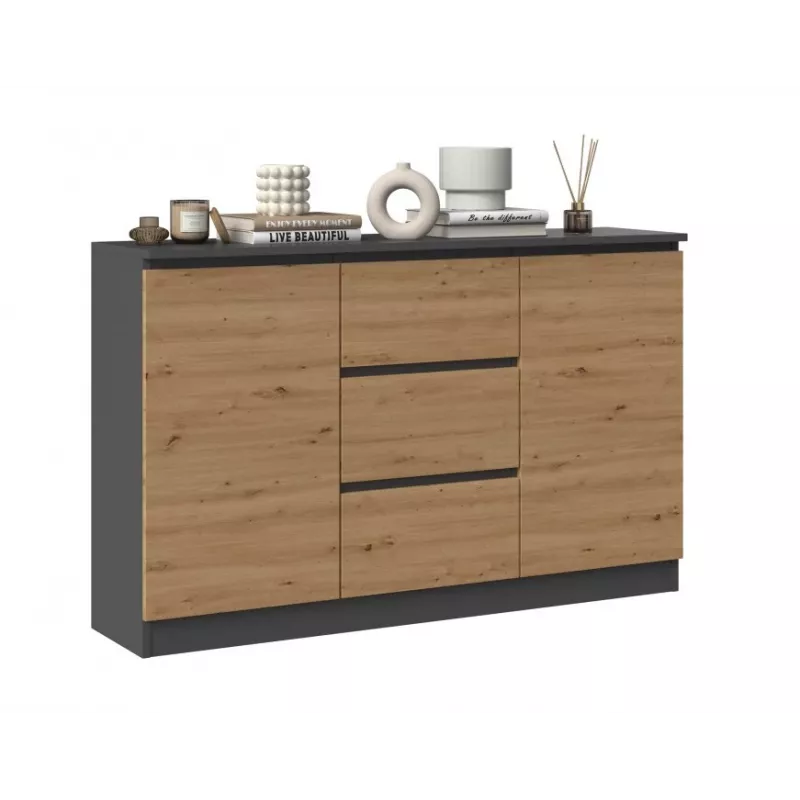 2D3S komoda 120x30x75 cm, antracitas/artisan