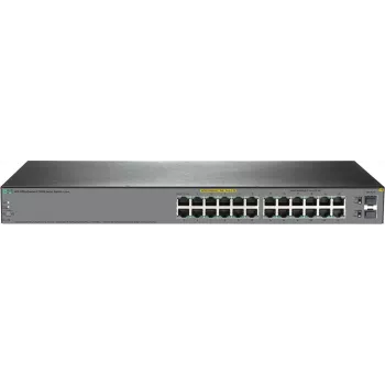 Valdomas 24 prievadų HP Enterprise OfficeConnect 1920S jungiklis JL384A-RFB, 2 sluoksnio funkcijos, montuojamas į stelažą