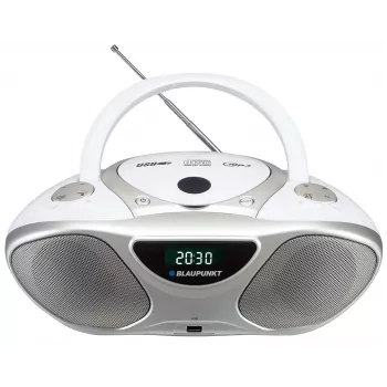 CD grotuvas BLAUPUNKT BB14WH – CD, MP3, USB, FM radijas, LCD, 2×1 W garsiakalbiai, sidabrinis/baltas