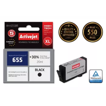 Activejet AH-655BR rašalo kasetė (HP 655 CZ109AE pakaitalas; Premium; 20 ml; juoda)