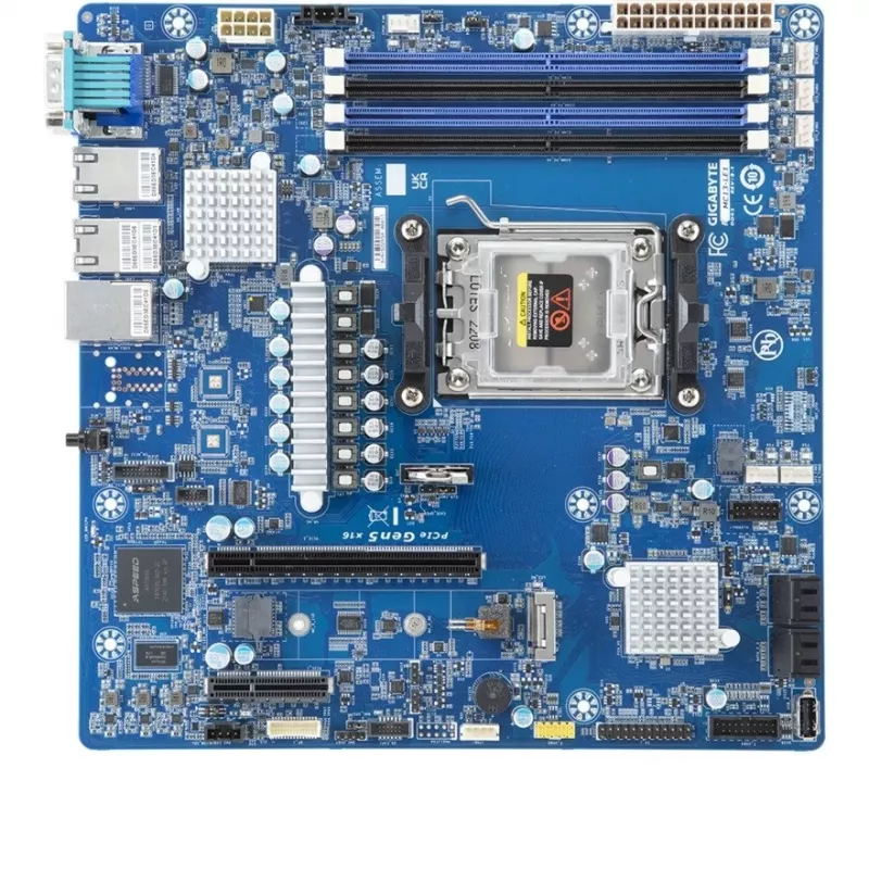 Motininė plokštė GIGABYTE MC13-LE1 B650E microATX, skirta AMD AM5 (Ryzen 7000/9000, DDR5, 4x DIMM, 10Gb LAN, 2x RJ-45, 4x SATA III, M.2, RAID)