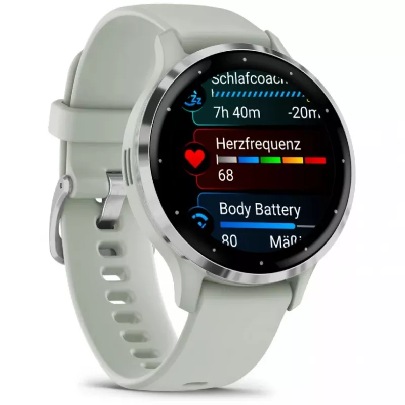 Garmin Venu 3S 3,05 cm (1,2 colio) AMOLED 41 mm skaitmeninis 390 x 390 pikselių liečiamas ekranas Pilka, Sidabrinė Wi-Fi GPS (palydovas)