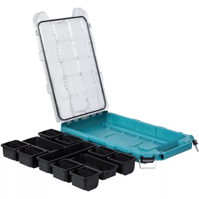 MAKTRAK Organizer Flat M, dėžutė įrankiams Mėlyna/skaidri, skaidrus dangtis