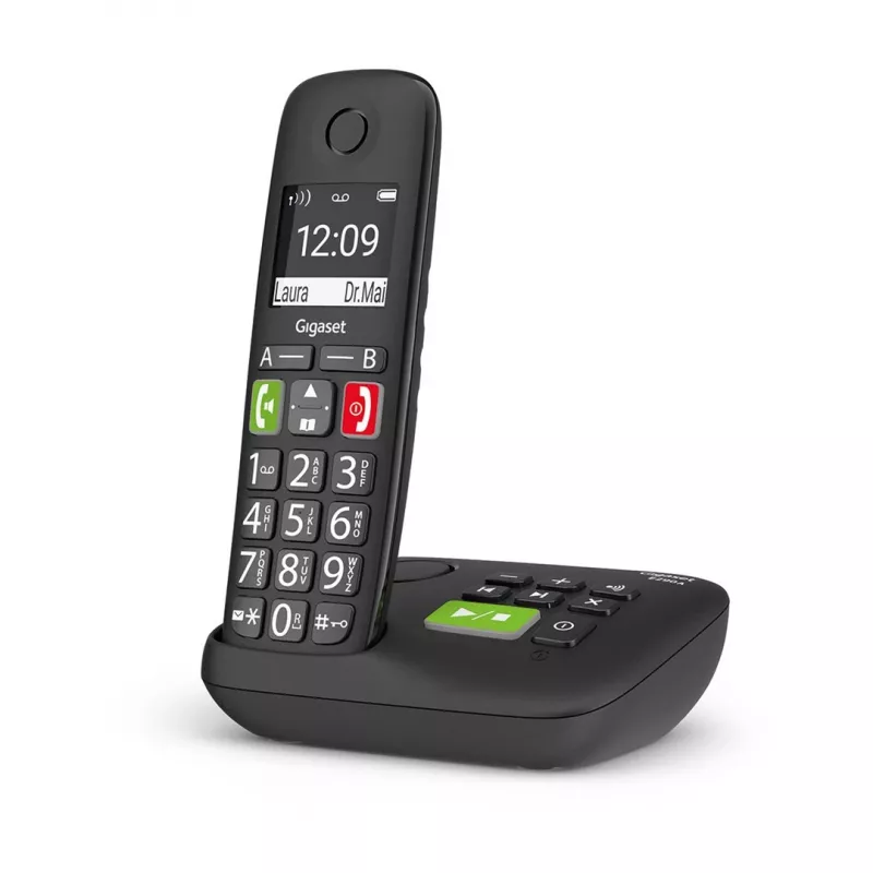 Gigaset E290A Analoginis/DECT telefonas su skambučio ID, juodas