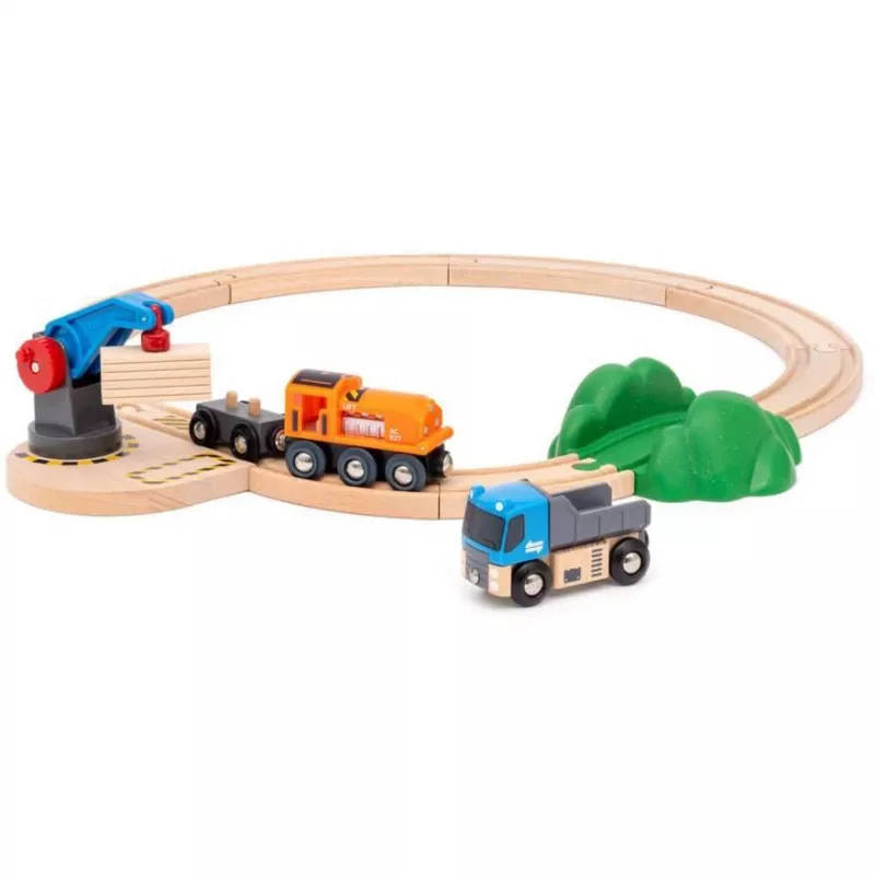 Brio World prekinio traukinio pradžios rinkinys su kranu