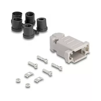 DELOCK D-Sub korpusas 9 kontaktų su guminiais tarpikliais, plastikinis, juodai pilkas, 41,6×31,6×19,8 mm
