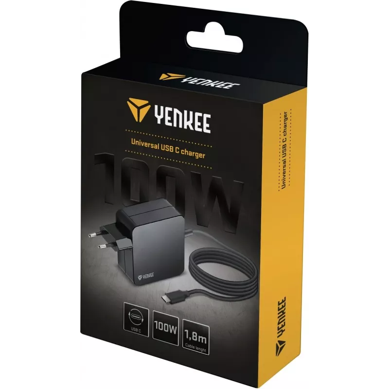 Įkroviklis YENKEE YAU C100 100W su 1,8 m laidu – greitasis mobiliesiems