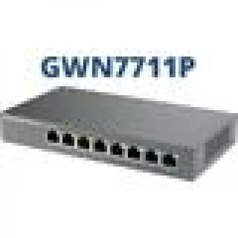 Valdomas L2 Gigabit PoE tinklo jungiklis Grandstream GWN7711P — 8x RJ-45 10/100/1000, 48V DC, stalinis/sieninis