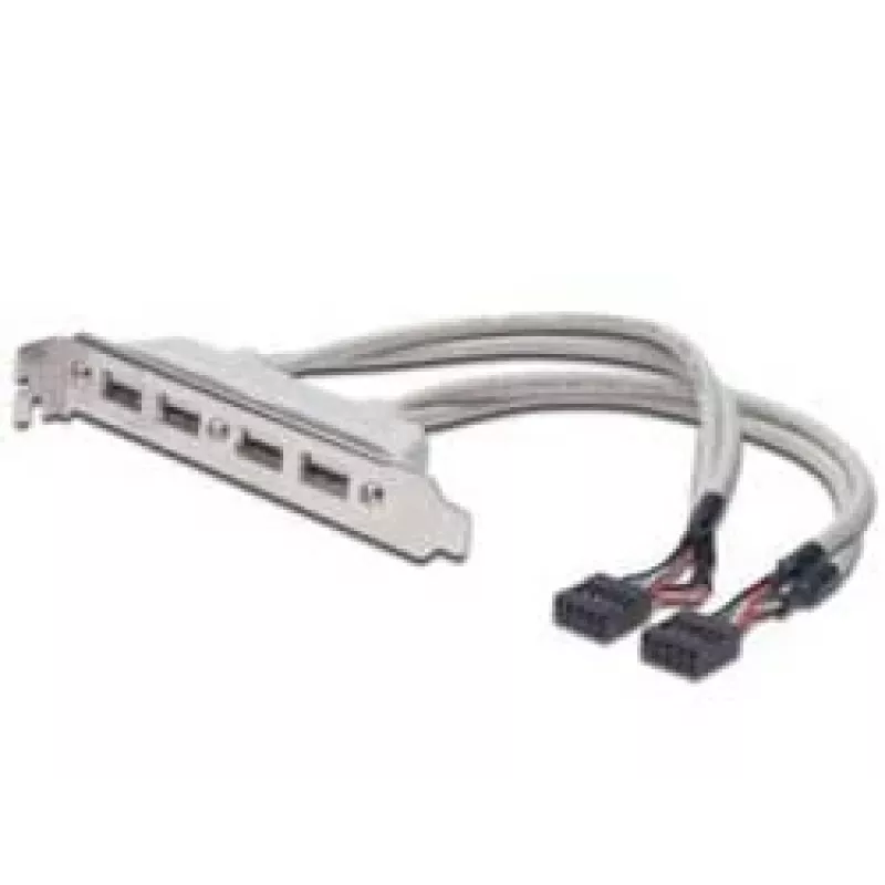 USB 2.0 lizdo laikiklio kabelis 2xIDC (5 kontaktų) / 4xUSB A (vyriškas/moteriškas) pilkas 0,25 m