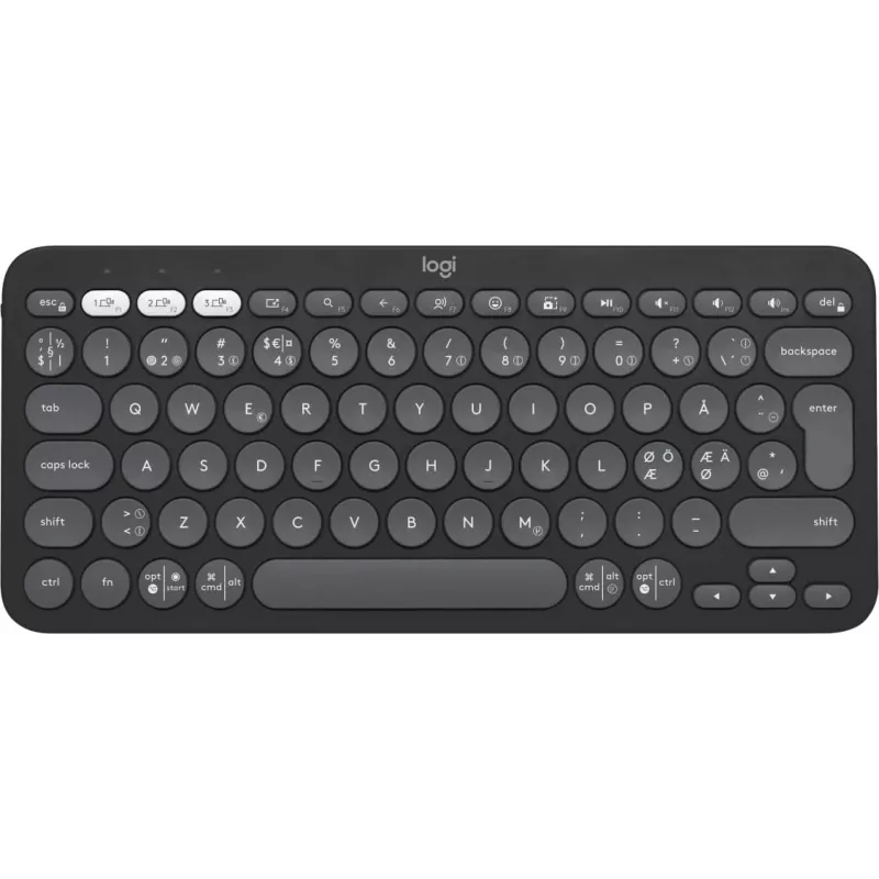 Logitech Pebble Keys 2 K380s belaidė klaviatūra – Bluetooth LE – QWERTY išdėstymas (šiaurietiškas) – tamsiai pilka (920-011879)