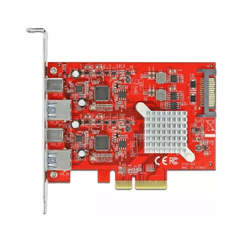 DeLOCK PCI Express x4 plėtotės kortelė iki USB 10 Gbps 2x Type-A 2x Type-C