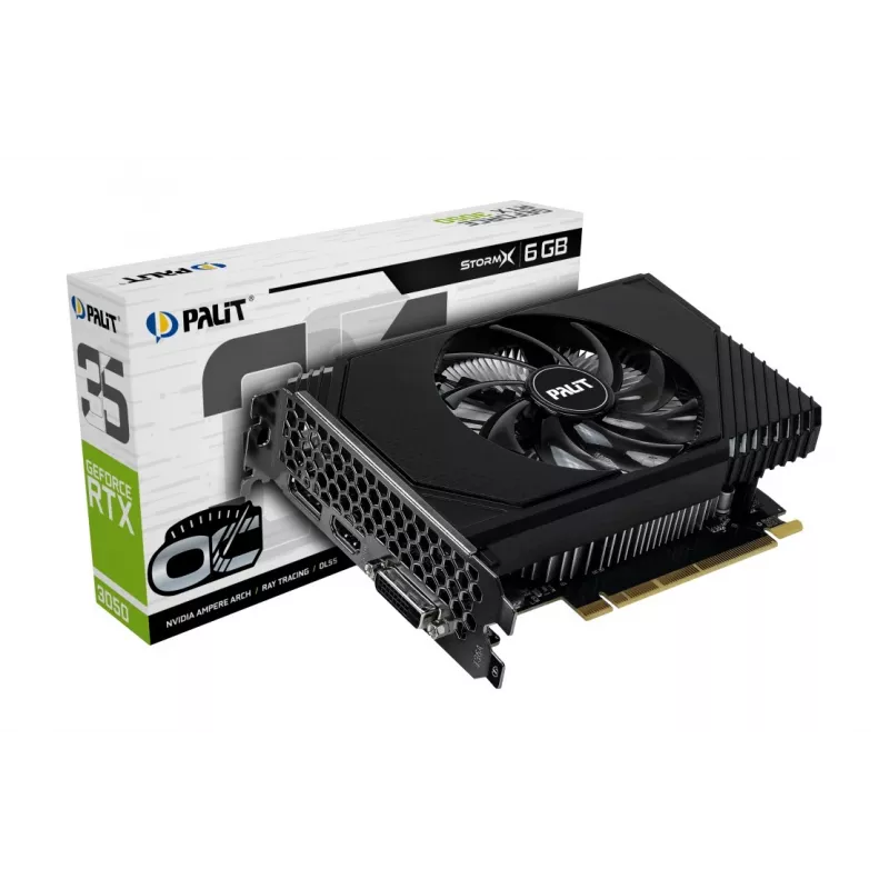 Vaizdo plokštė PALIT GeForce RTX 3050 StormX OC – 6 GB GDDR6, 96 bitų, PCIe 4.0, aktyvus aušinimas