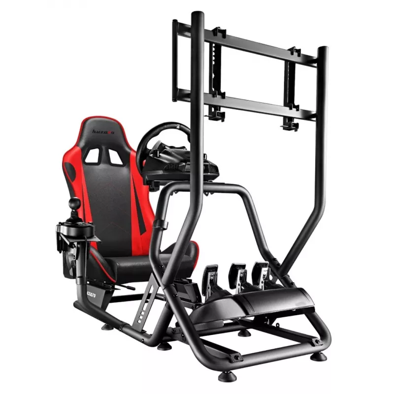 Lenktyninė kokpito kėdė huzaro Speed 6.0 su reguliuojama sėdyne, plieniniu rėmu, 30°–90° kampu, atlaiko iki 120 kg, raudona, 1080×1360×560 mm