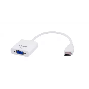 Savio CL-27B vaizdo kabelio adapteris 0,1 m HDMI A tipas (standartinis) VGA (D-Sub) Baltas