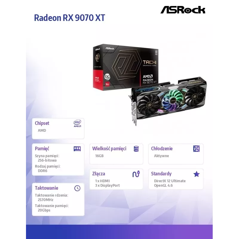ASRock Radeon RX 9070 XT TC 16 GB GDDR6 PCIe 5.0 vaizdo plokštė