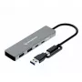USB šakotuvas GrauGear G-HUB2C2A-10G — 4 prievadų USB 3.2 Gen 1 (2x Type-C, 2x Type-A), 10 Gbit/s, 100 W, aliuminis, pilka